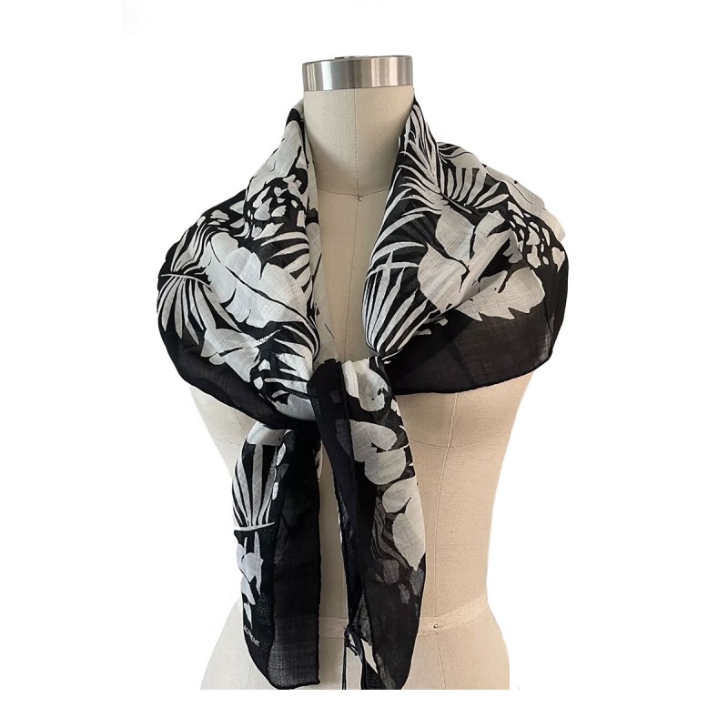 Tropical Print Scarf in Black & White Tropical Print Scarf in Black & White