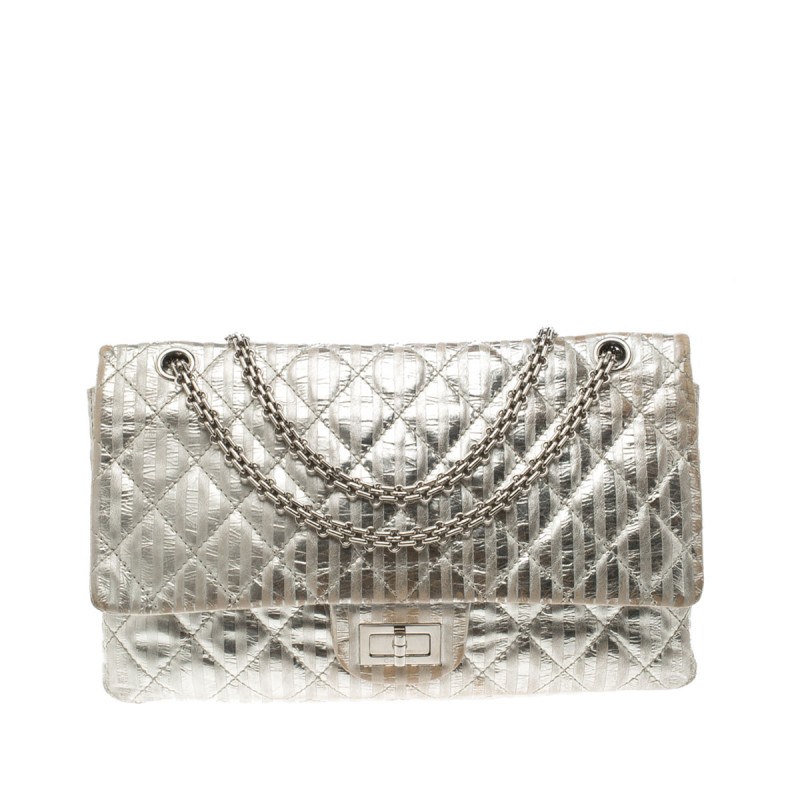Double FLap Metallic Striped Reissue bag Double FLap Metallic Striped Reissue bag
