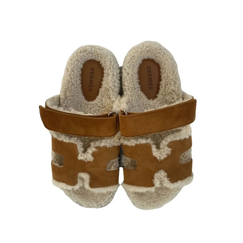 Chypre Shearling Sandals in Brown Chypre Shearling Sandals in Brown