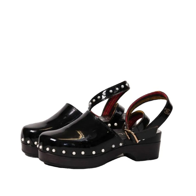 Faux Pearls Ankle Wrap Clogs Faux Pearls Ankle Wrap Clogs