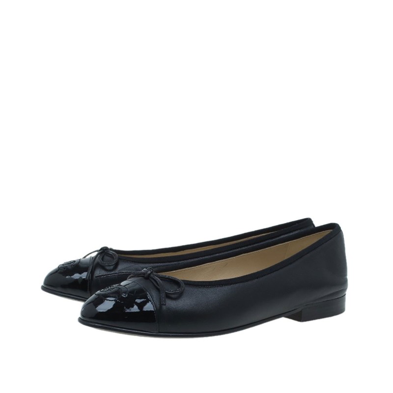 Lambskin Patent Cap Toe Ballerina Lambskin Patent Cap Toe Ballerina