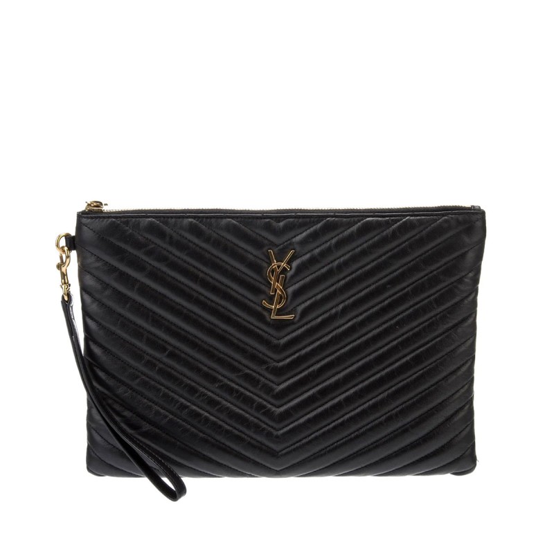 Quilted Leather Monogram Clutch Quilted Leather Monogram Clutch