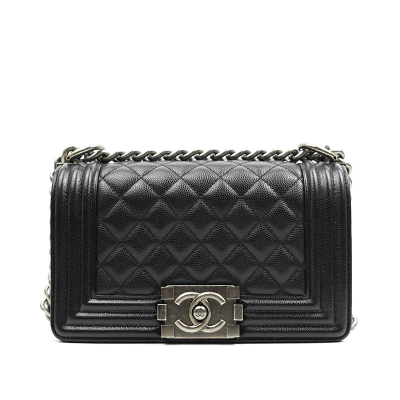 Small B0Y Flap Bag in Black Calfskin & Silver Hardware Small B0Y Flap Bag in Black Calfskin & Silver Hardware