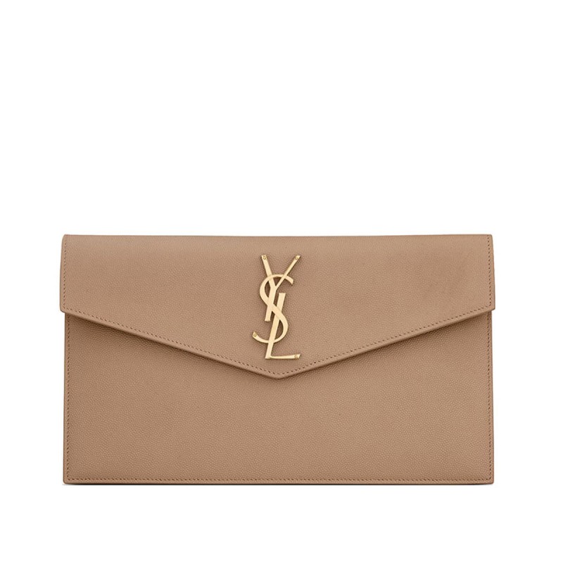 Uptown Clutch in Beige Grained Leather Uptown Clutch in Beige Grained Leather