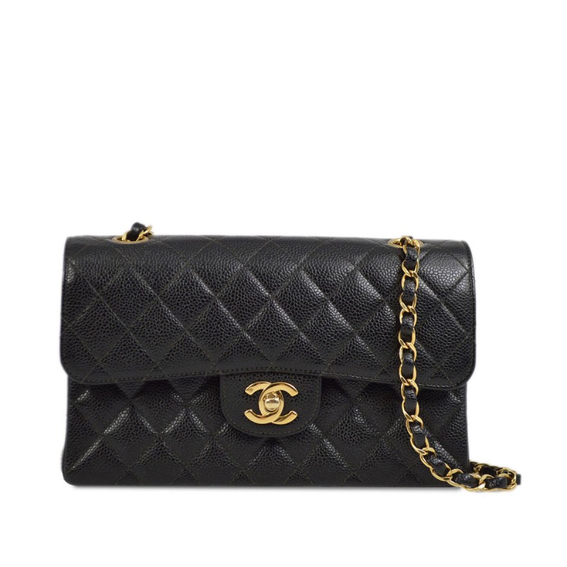 Double Flap Caviar in Black Double Flap Caviar in Black